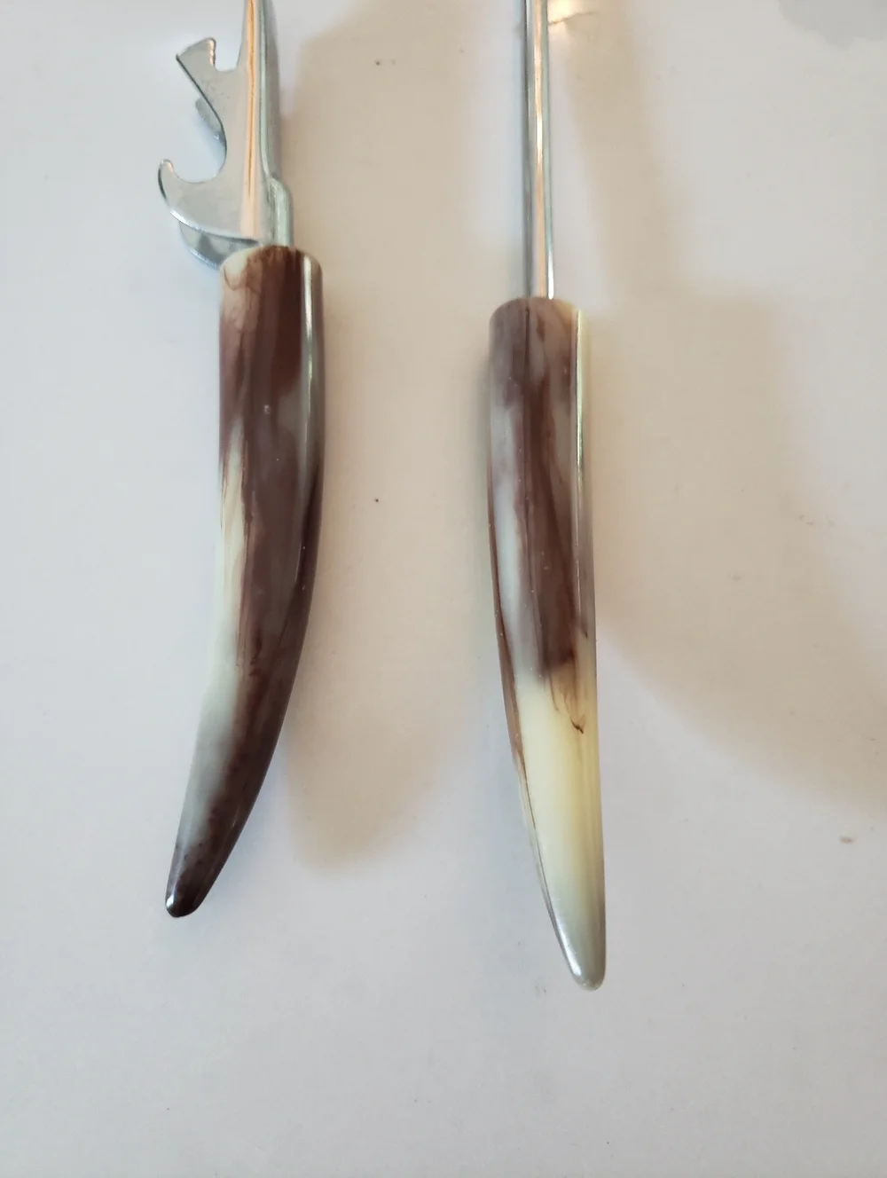Vintage Bar Utensils, a Pair, Faux Tusk Handles